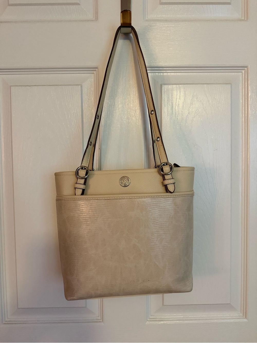 Anne Klein Cream and Beige Tote Bag with Adjustable Straps
